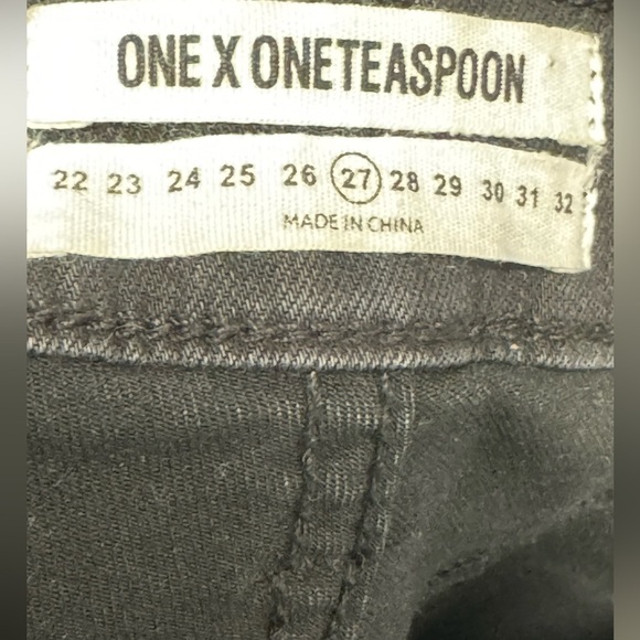 One Teaspoon Freebirds II Washed Black Cropped tie up hems Skinny Jeans 27 - Picture 5 of 6